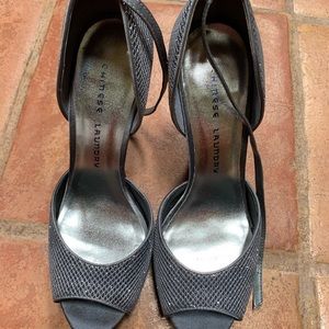 Silver ankle heels